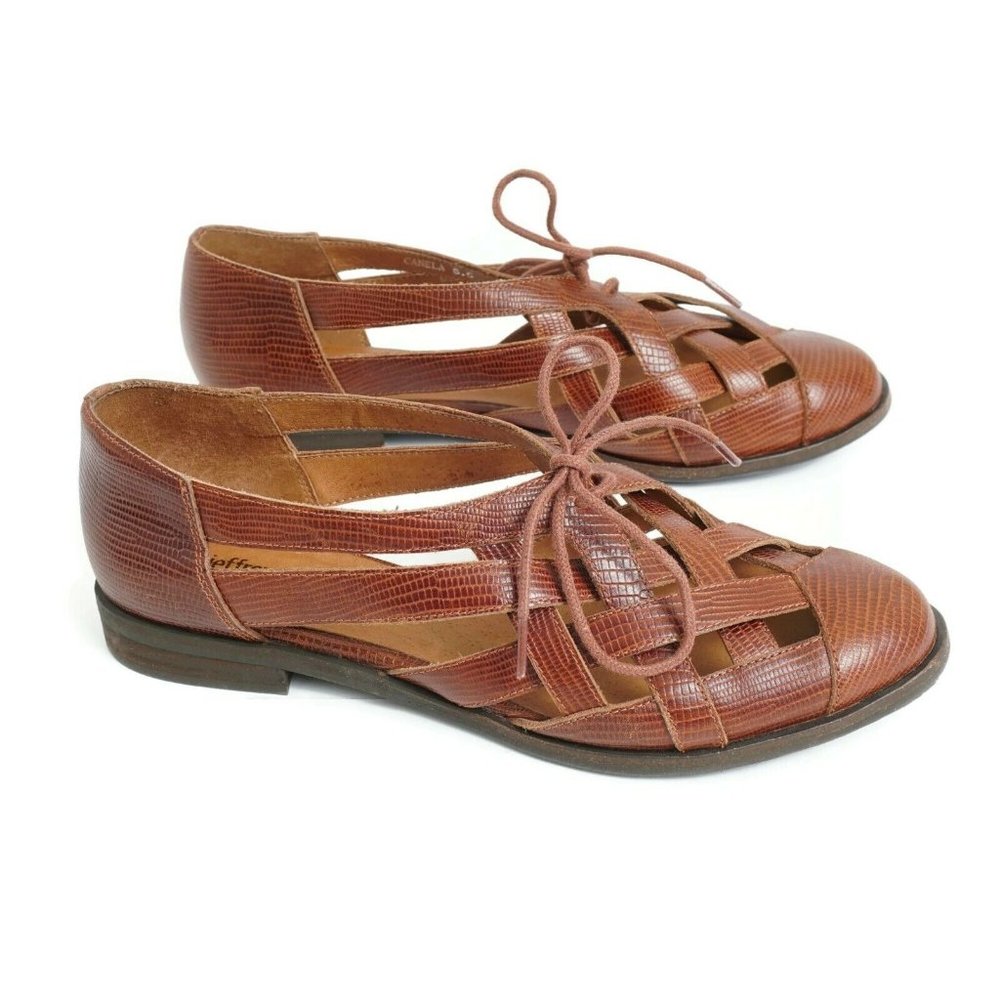 Jeffrey Campbell Womens Canela Flats Brown Strappy Leather Lace Up Size 6.5